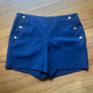 Nicole Miller High Waist Navy Shorts with Button Accents